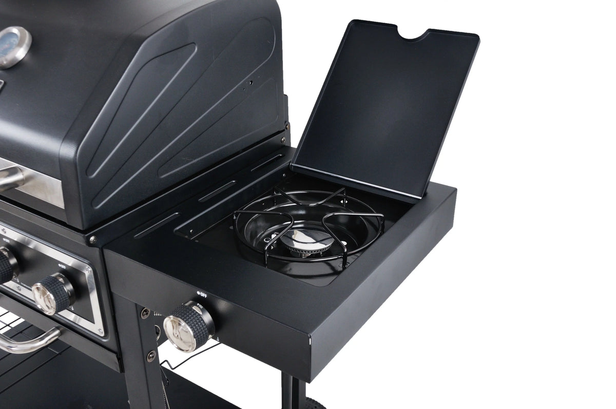 Dual Fuel Gas & Charcoal Combo Grill, Black with Stainless Y618