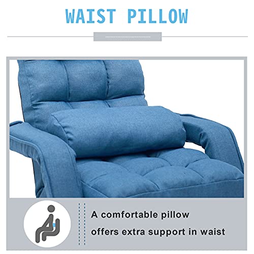 Blue Adjustable Folding Chaise Lounge Sofa with Armrests and Pillow A2407
