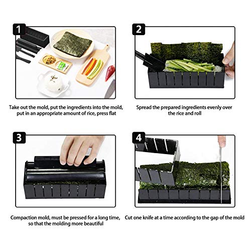 12pcs Sushi Maker Plastic Moulds Set E492