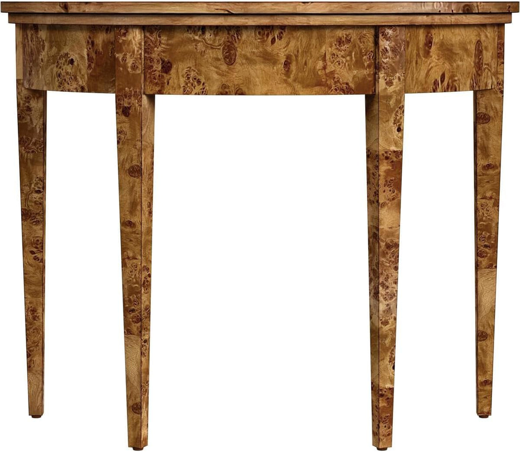 Brown Burl Wood Demilune Console Table R384337