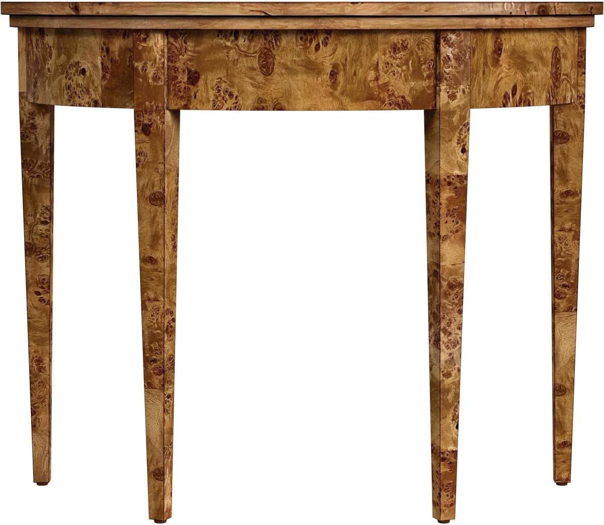 Brown Burl Wood Demilune Console Table R384337