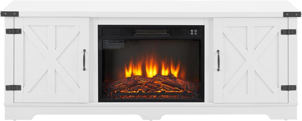 White Large Fireplace TV Stand with 23" Fireplace Insert R3581