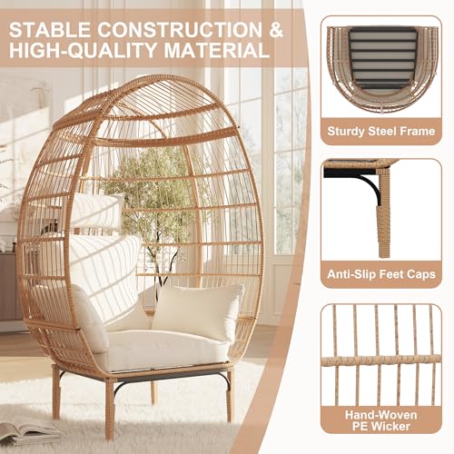 Oversized Wicker Egg Chair with 5 Cushions G166