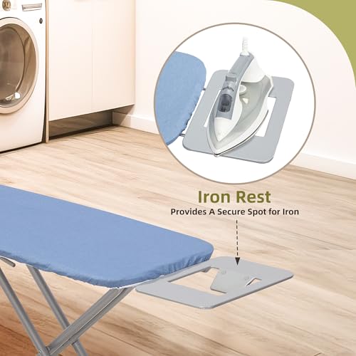 Gray Checkered 45" x 14" Adjustable Height Ironing Board with Padded Removable Cover F3393