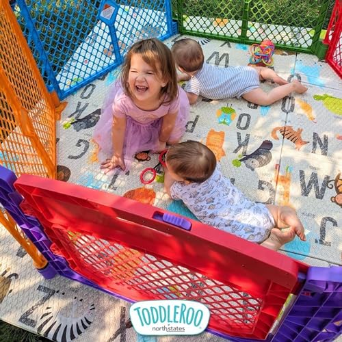 6 Panel Free Standing Play Yard, 26" Tall, Aqua F2932