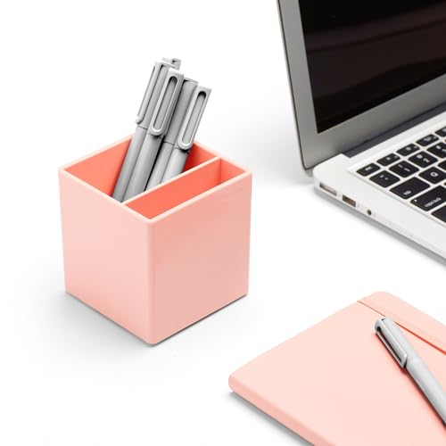 Blush Pink Plastic Pen Holder with 2 Compartments U163477