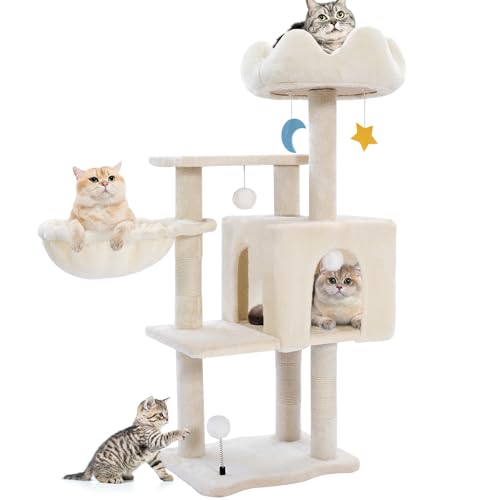 White 40'' Cat Tree Tower with Scratching Post K55638