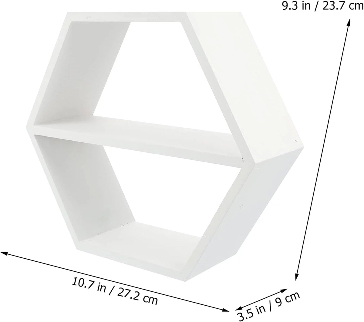 White Hexagon Floating Shelves A1560