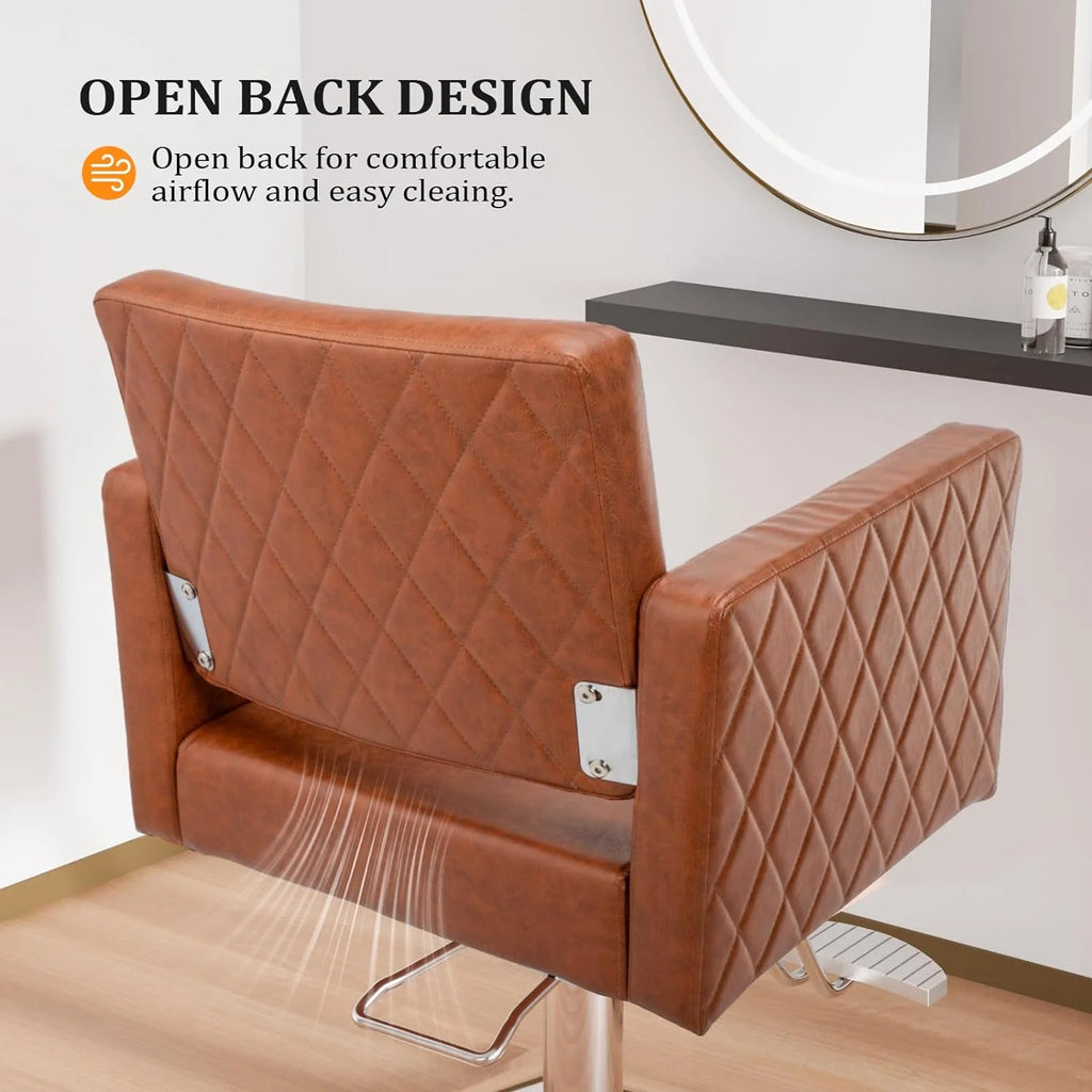 Brown Hydraulic Barber Chair with Aluminium Alloy Footrest Z909368