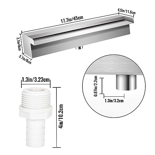 Stainless Steel Rectangular Pool Waterfall Spillway 17.7 Inch D560