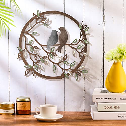 Metal Wall Art Bird on Tree Branch Bird Wall Silhouette (Black) F349