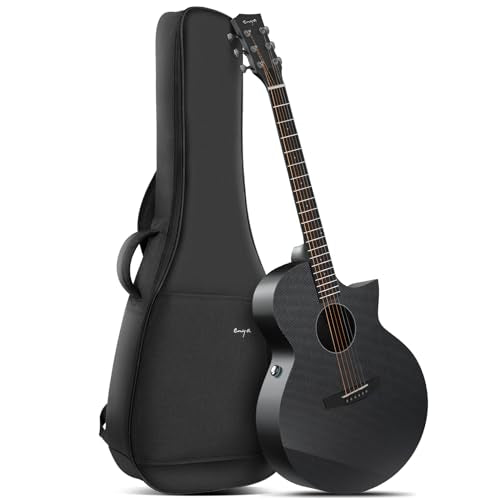 Acoustic Electric Guitar Carbon Fiber 41" 4/4 Sized Guitar Bundle with Hard Case C8126