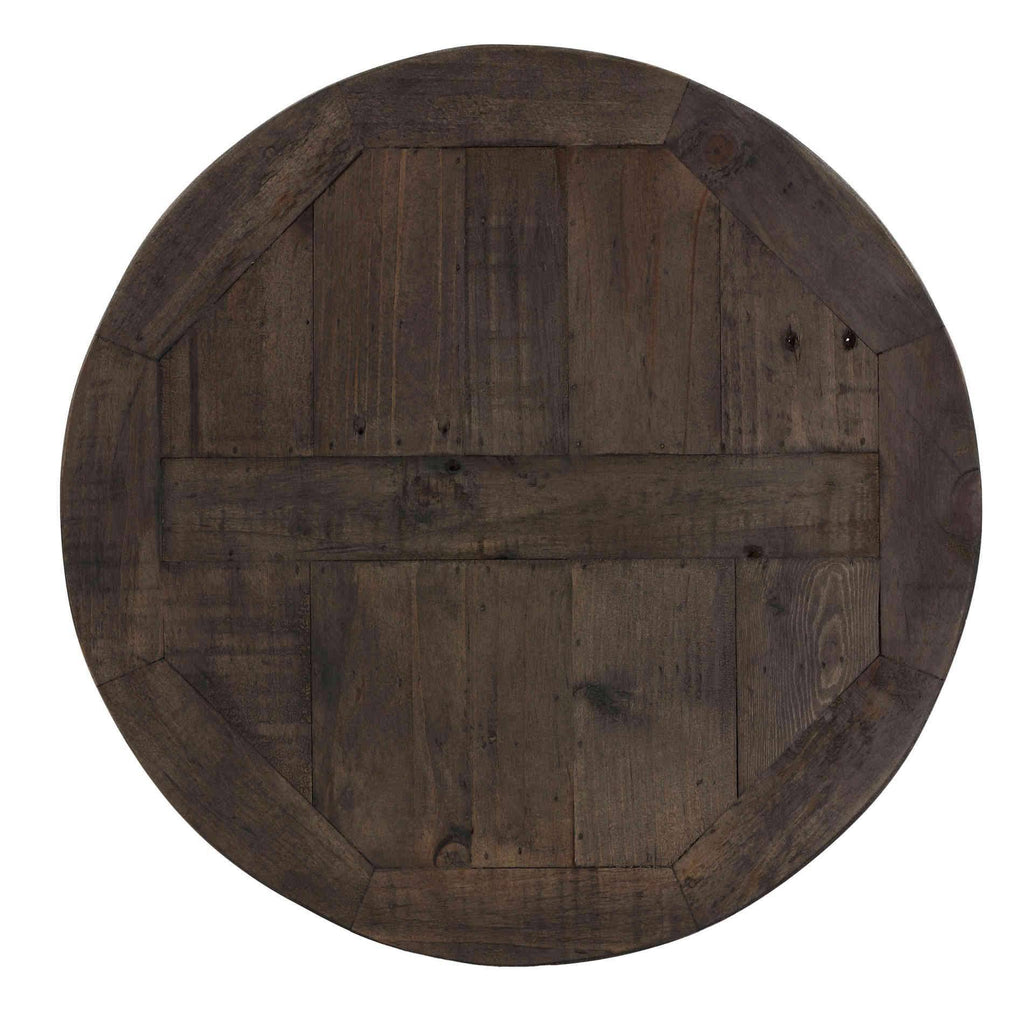 Solid Reclaimed Wood and Black Metal End Table F4975