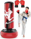 66 Inch Inflatable Punching Bag with Boxing Gloves (Red) S737