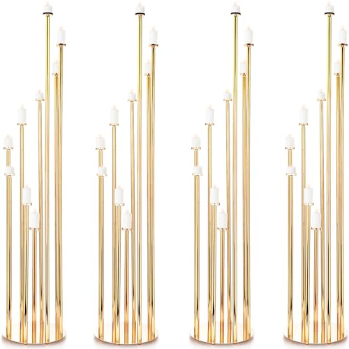 Gold 2 Pcs Metal Floor Candle Holder A70745