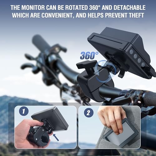Bicycle Rear View Camera with 4.3'' HD 1080P Monitor and 8000mah Battery A60278