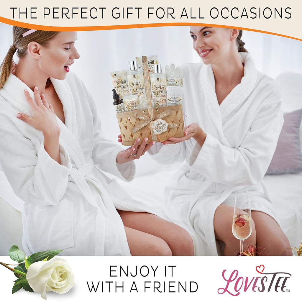 White Rose Set Body Lotion, Shower Gel, Bubble Bath, Bath Salt, Towel, Soap, Oil, Candle, Gloves R268648