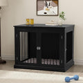 Large Wooden Dog Crate with Cushion and Flip Top, Black D5102