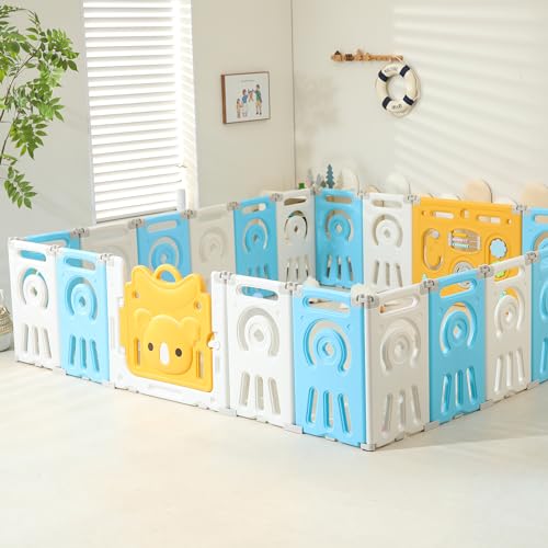 Grey & White 22 Panels Foldable Baby Playpen R3728