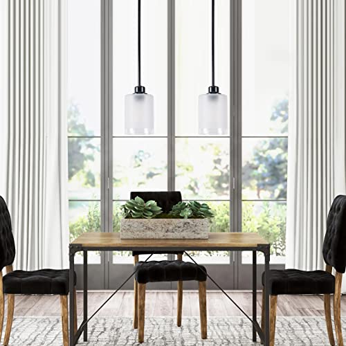 3 Pack 1-Light Industrial Farmhouse Pendant Ceiling Light Frosted Glass Black Finish A67035