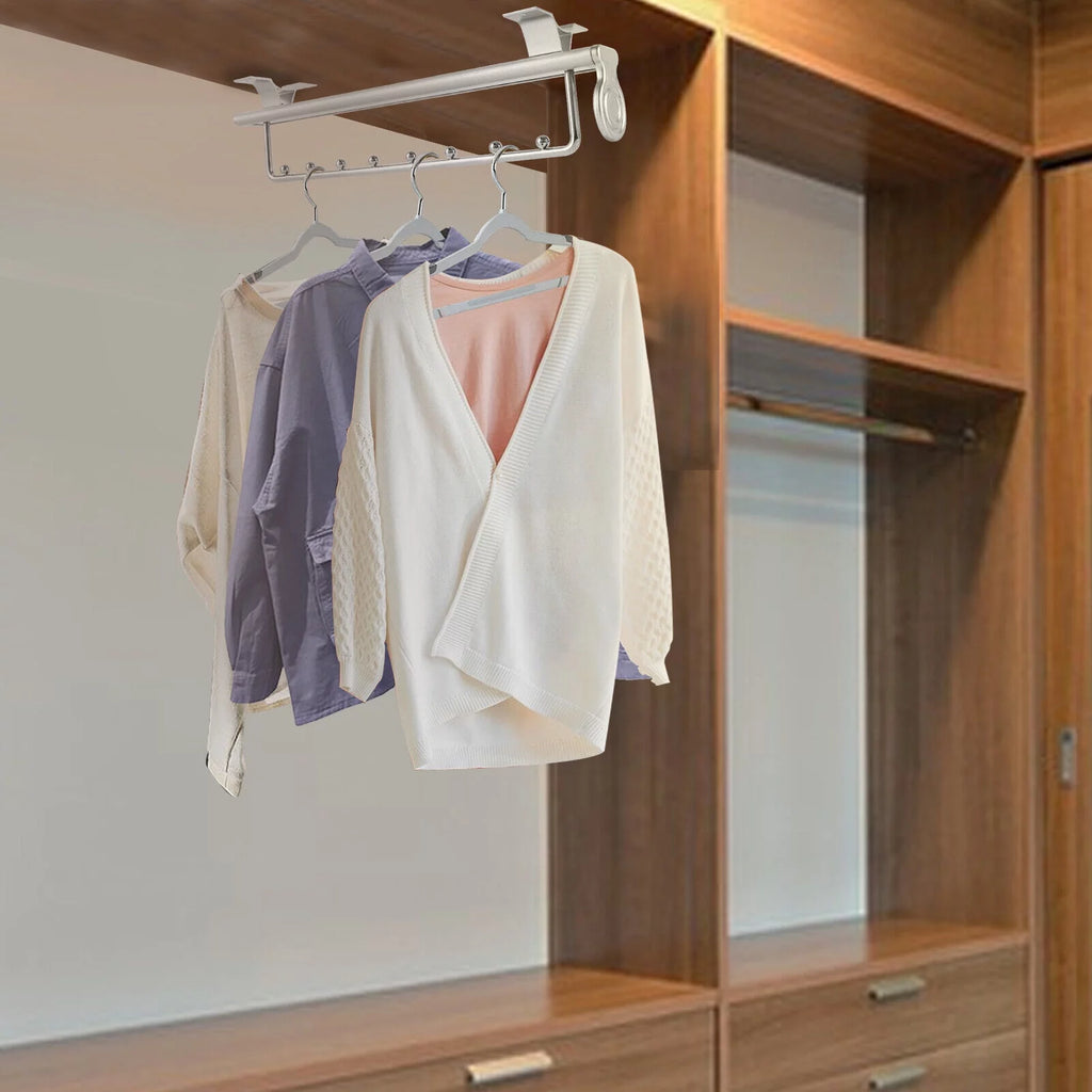 Stainless Steel Clothes Rail Retractable Closet Pull Out Rod 46x14x10cm I391778