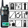 Ham Radio Handheld Walkie Talkies UHF VHF Dual Band 2-Way Radio Full Kit with Extra 3800mAh Battery, Earpiece and Programming Cable Pack of 2 V26931