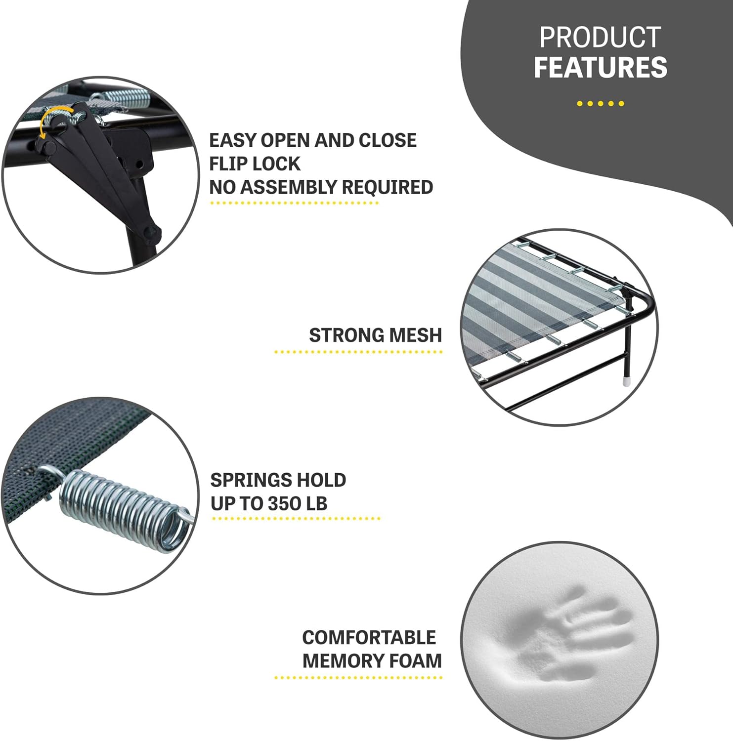 Folding Bed with Memory Foam Mattress and Carry Bag T5346