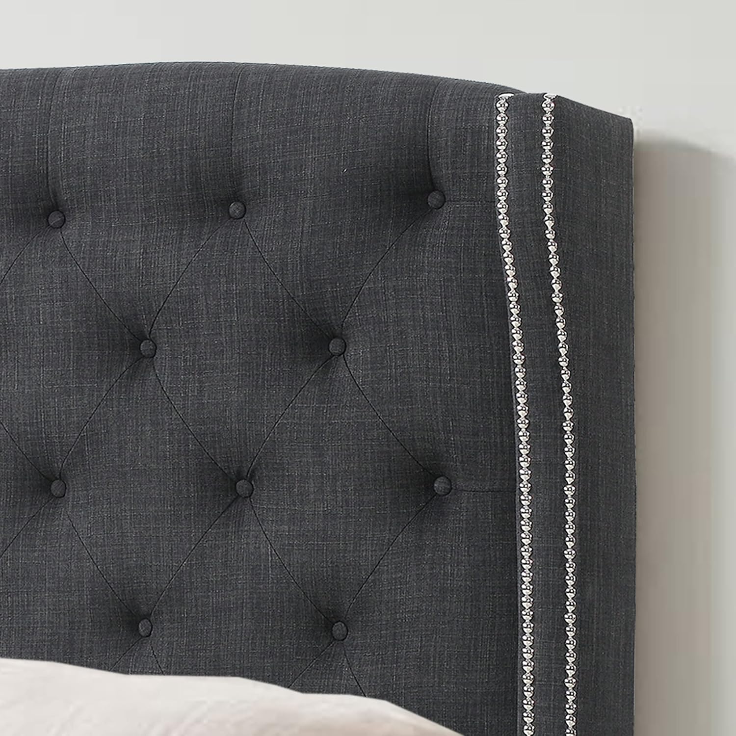 Charcoal Upholstered Wingback Headboard, Full P952762