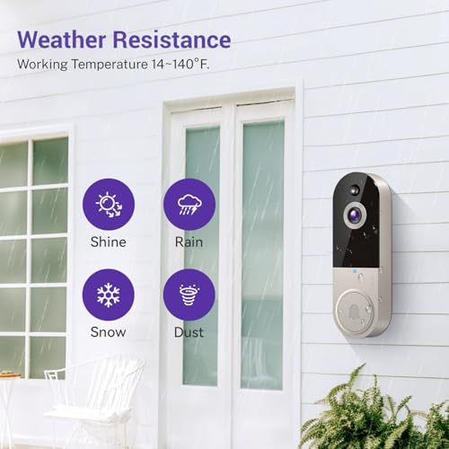 Black 1080P Wireless Video Doorbell Camera with Night Vision E974