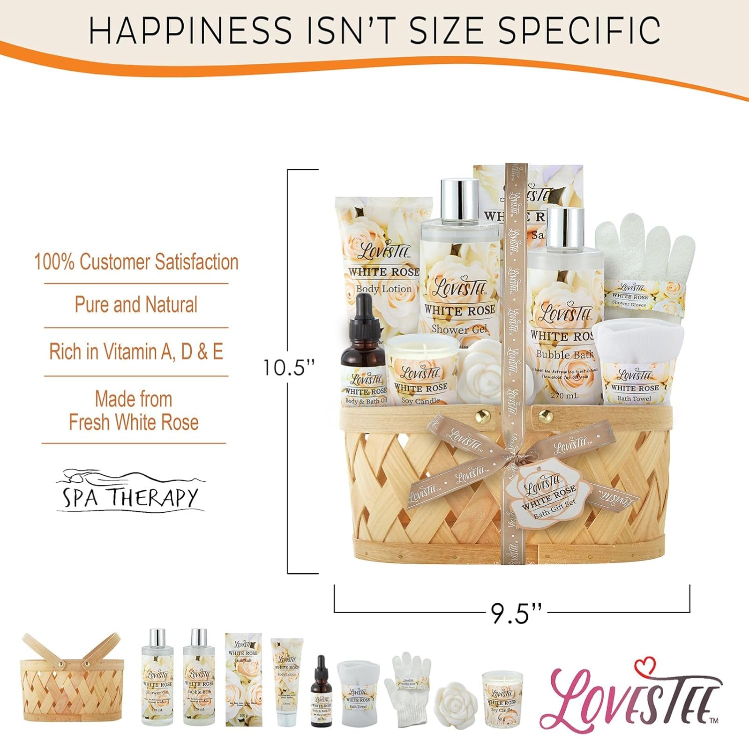White Rose Set Body Lotion, Shower Gel, Bubble Bath, Bath Salt, Towel, Soap, Oil, Candle, Gloves R268648