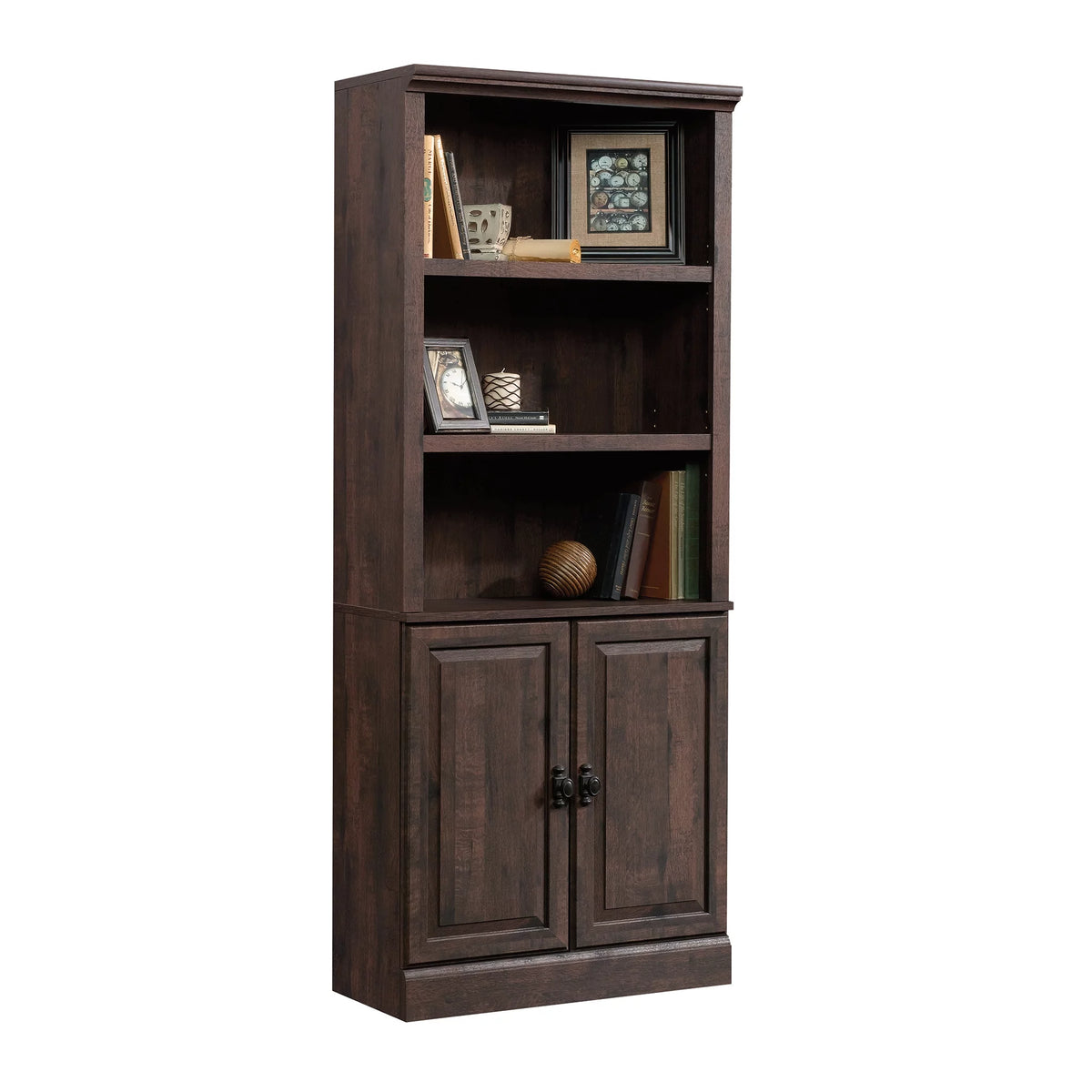 Heritage Walnut Finish 5 Shelf Bookcase with Doors G140804