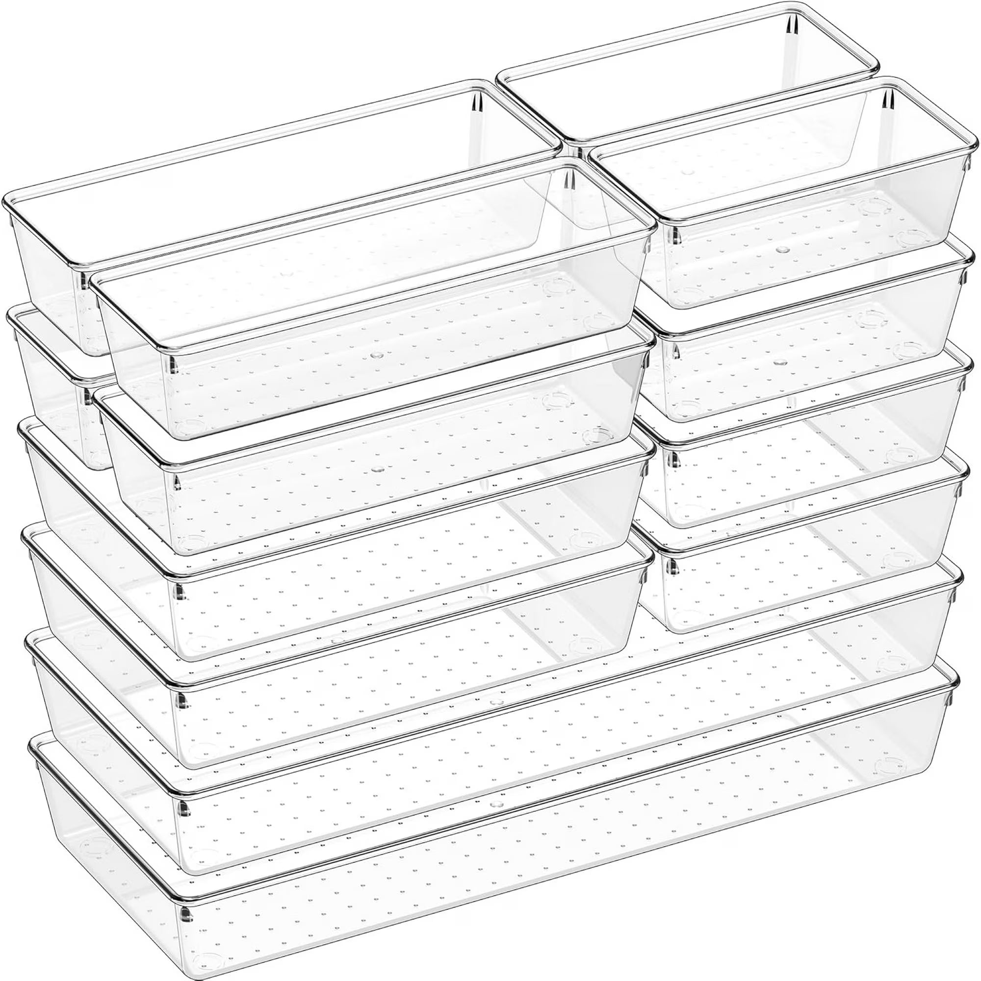 14 PCS Clear Plastic Drawer Organizer Set R7387