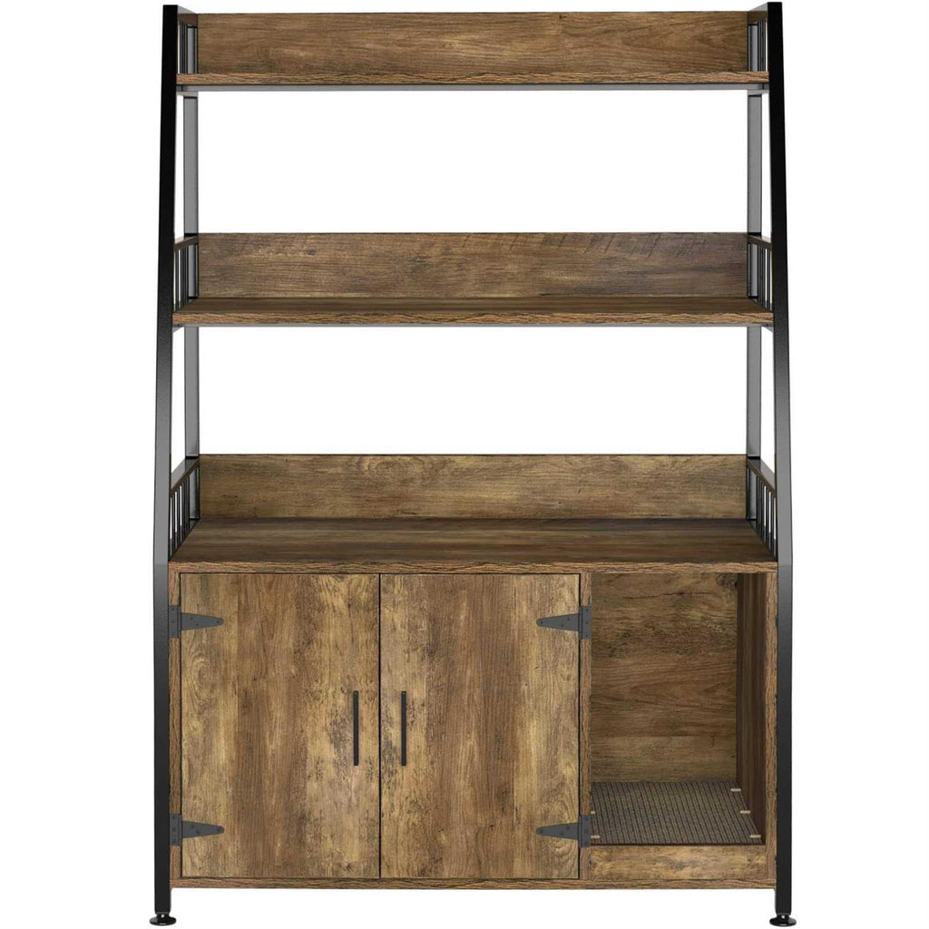 Large Hidden Cat Litter Box Enclosure Furniture with Shelf Wood T893