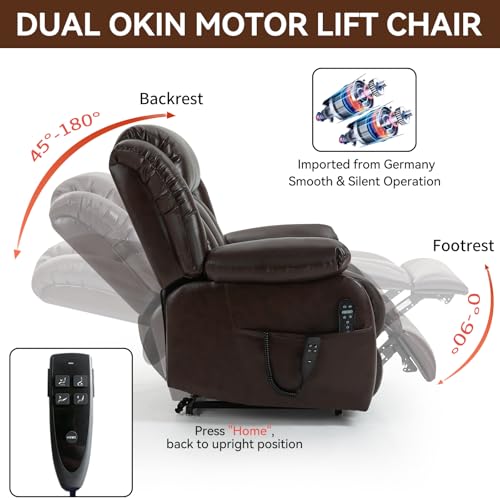 Black Leather Dual Motor Power Lift Recliner Chair G908