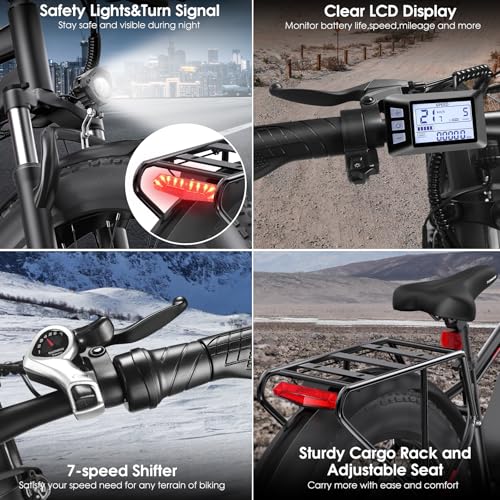 26" Fat Tire Electric Mountain Bike with 48V 13AH Battery Y89751