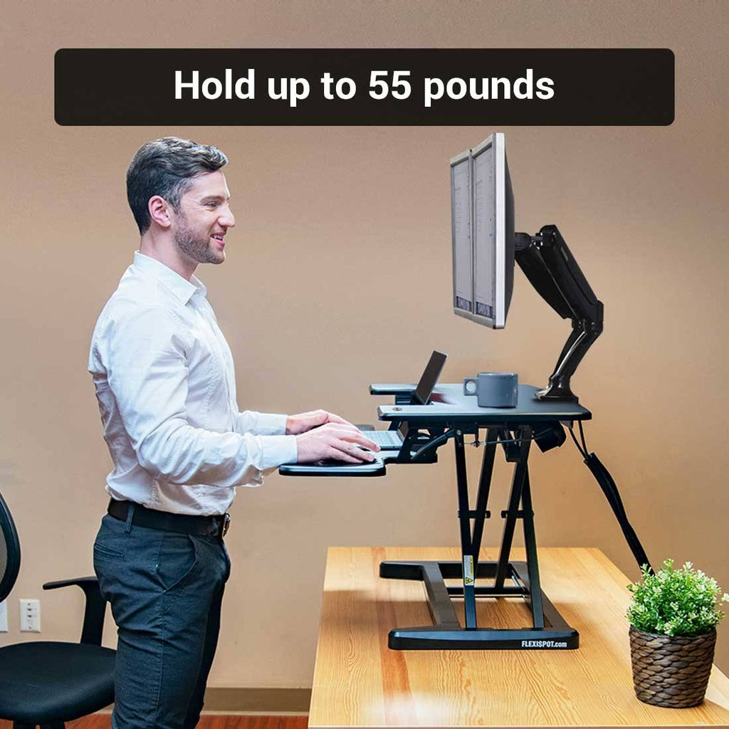Black electric standing desk converter M477417