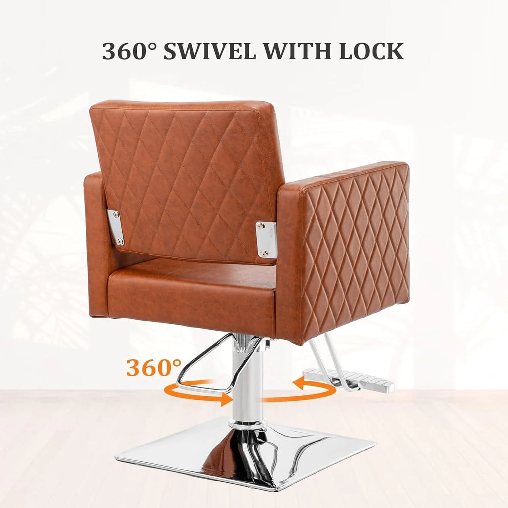 Brown Hydraulic Barber Chair with Aluminium Alloy Footrest Z909368