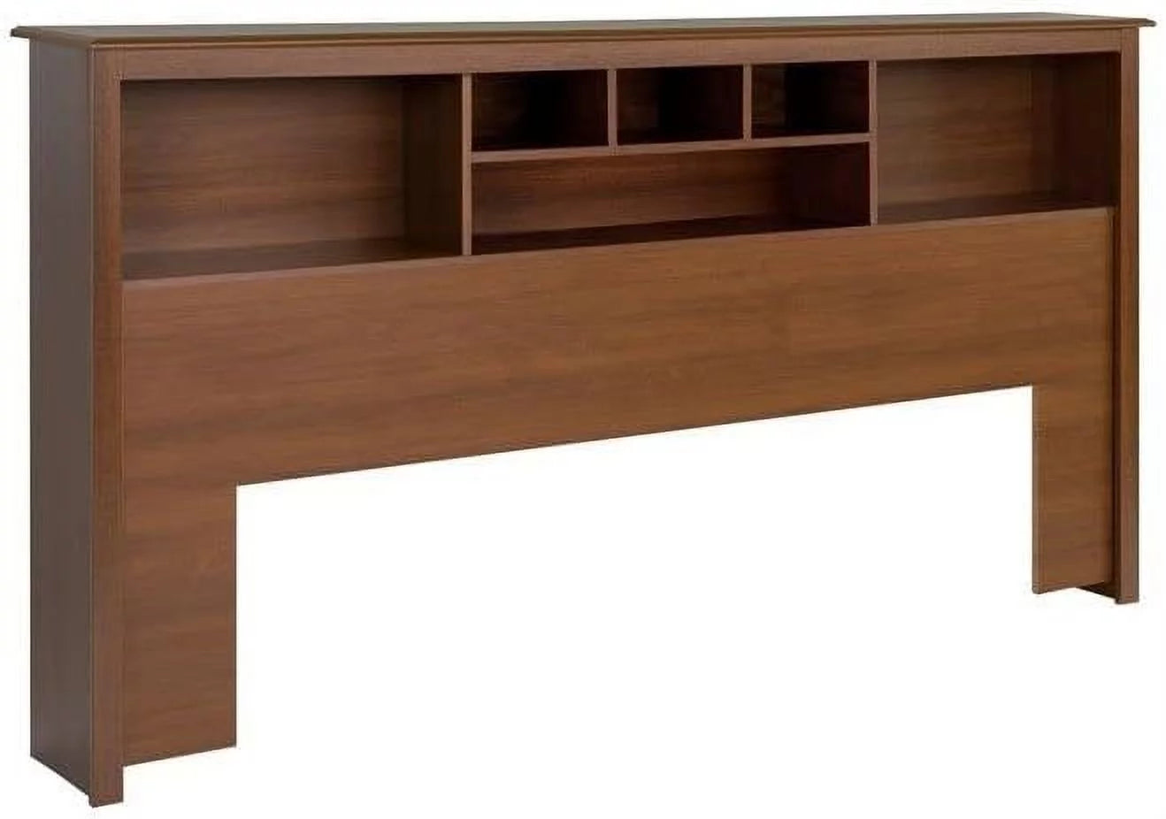 King Size Wood Bookcase Bed Headboard and Cabinet Storage in Cherry N2719