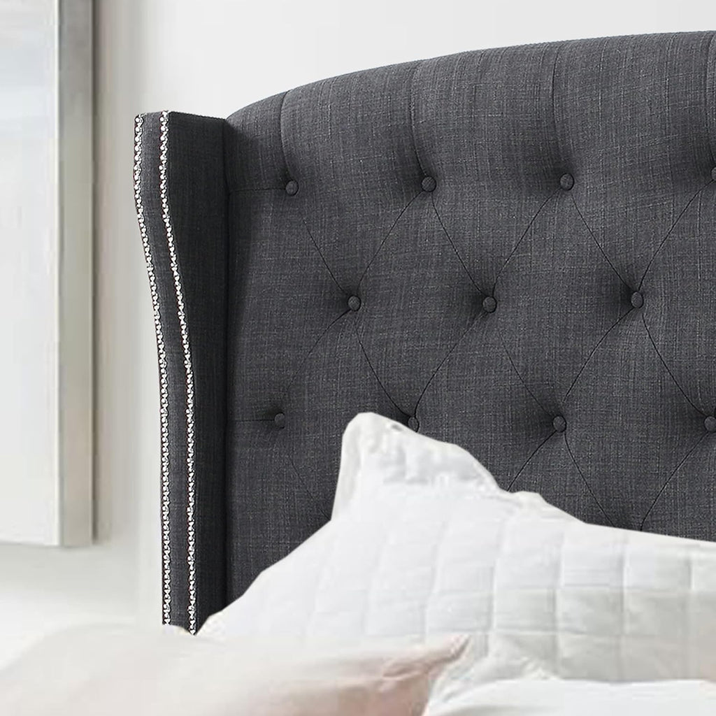 Charcoal Upholstered Wingback Headboard, Full P952762
