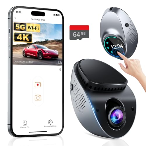 4K Dash Cam with Touch Screen, Built-in 5G WiFi, 64GB Card, Night Vision, Loop Recording U452363