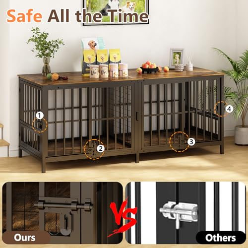 Extra Large 80" Wooden Dog Crate with Removable Divider D6741