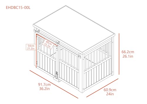 Grey Large Dog Crate with Sliding Barn Door U511130
