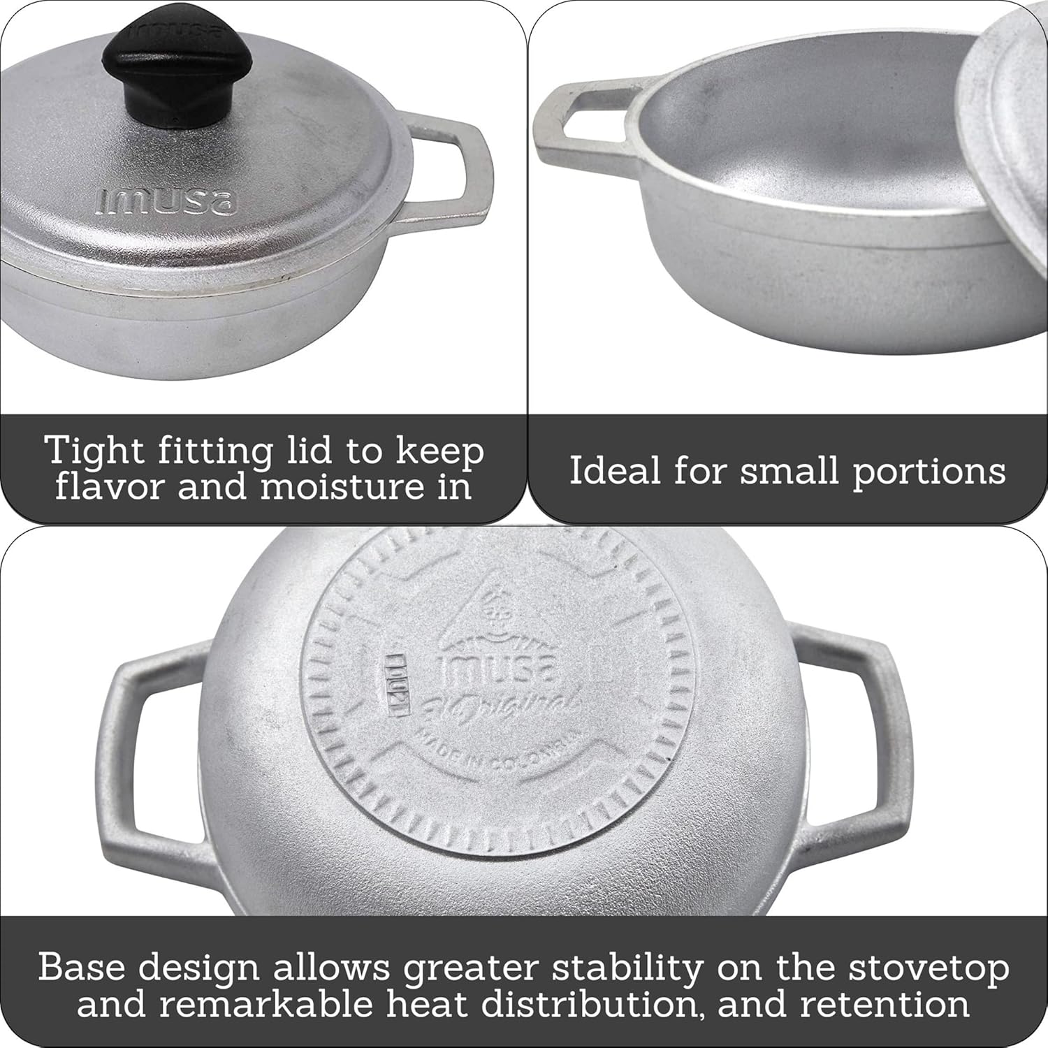6 pack 0.5Qt Mini Cast Aluminum Caldero Set with Lid G956