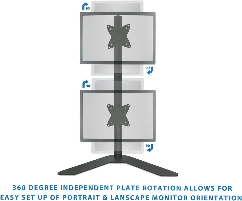 Dual Monitor Stand Vertical Stack Free Standing Desk Mount Adjustable Height Black J44562