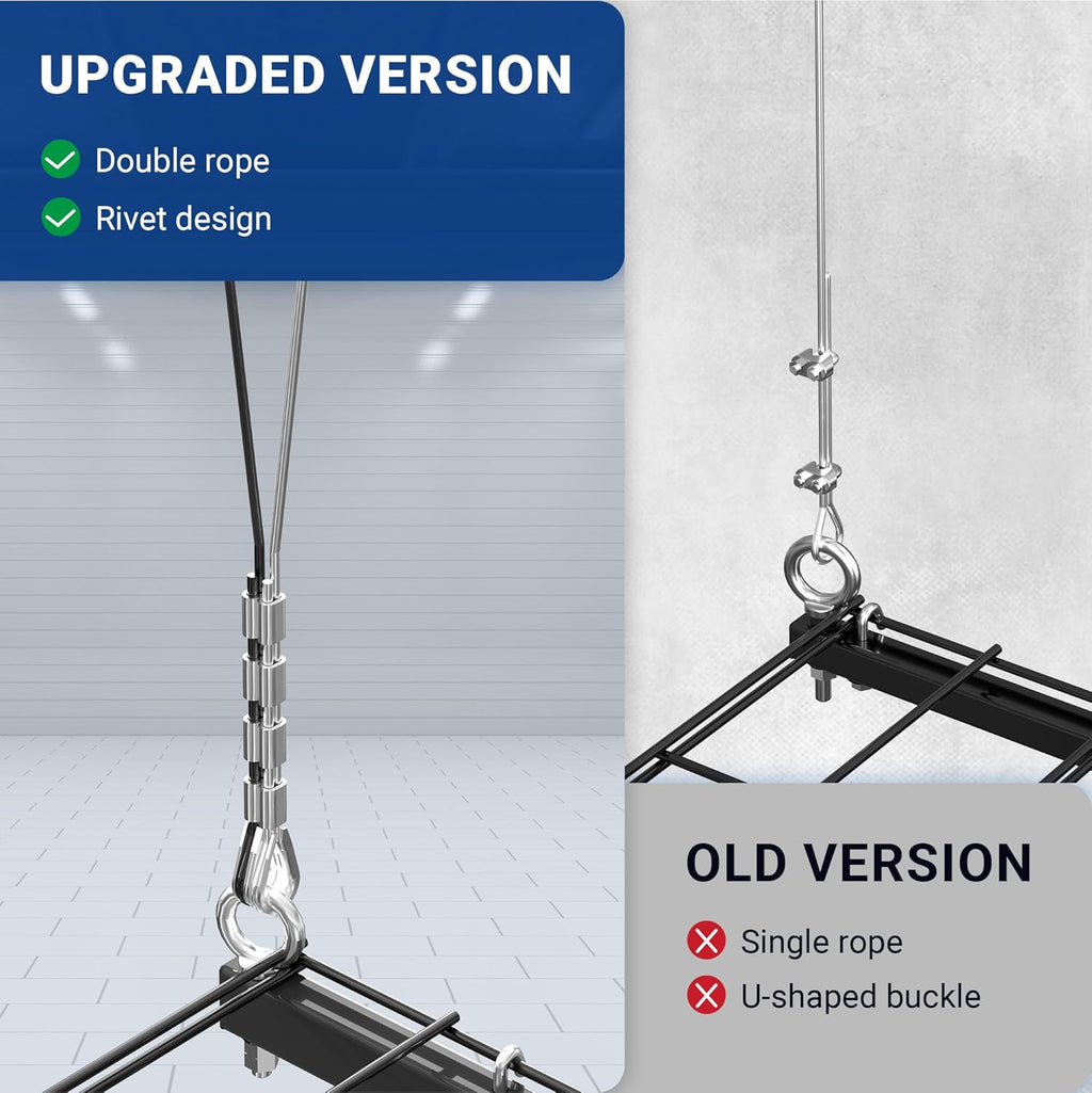 4x4 Ft Overhead Garage Storage Rack, Satin Black R420