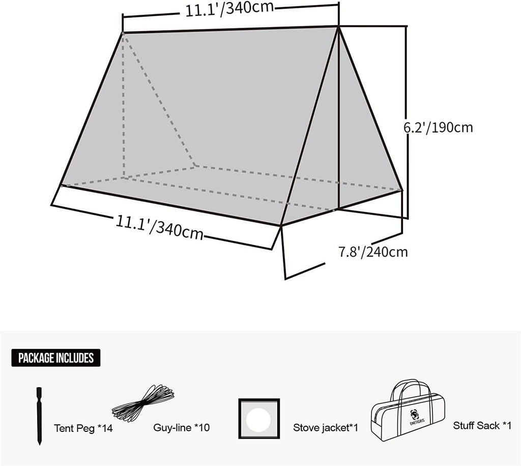 Hammock Hot Tent with Stove Jack, Waterproof Camping Tarp, PU3000mm 4 Season Tent V563
