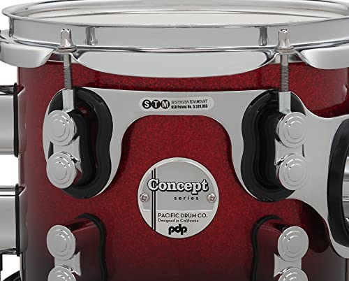 7-Piece Maple Shell Pack with Chrome Hardware Red to Black Fade F2366