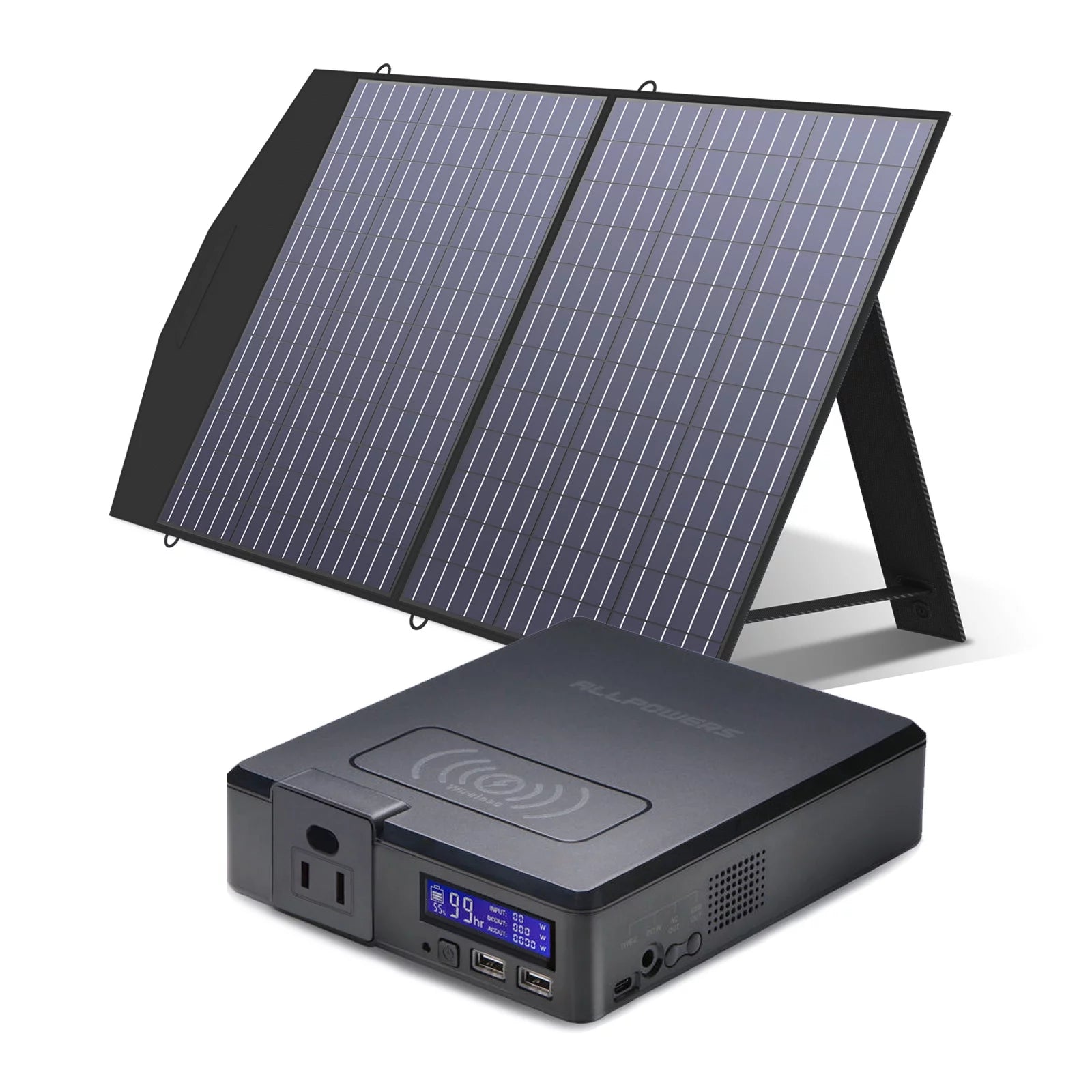 200W 154Wh Portable Power Station with 100W Foldable Solar Panel I1300
