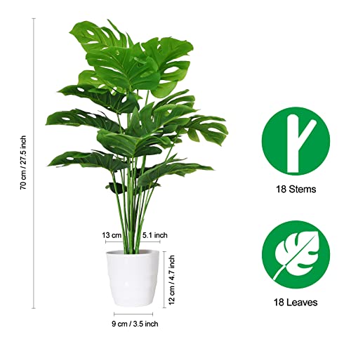 Set of 2 Artificial Areca Palm Plants, 32 Inch Fake Tropical Palm Trees with Greenery Leaves and Stems D7561