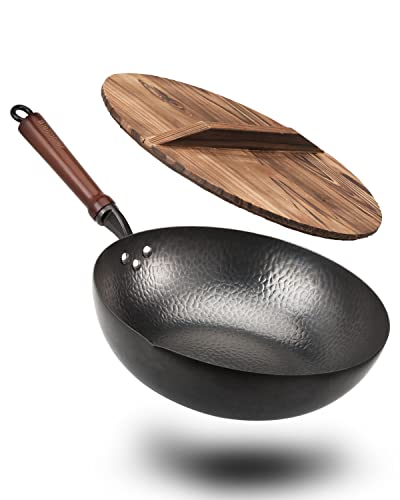 12.5" Carbon Steel Wok with Lid G5063